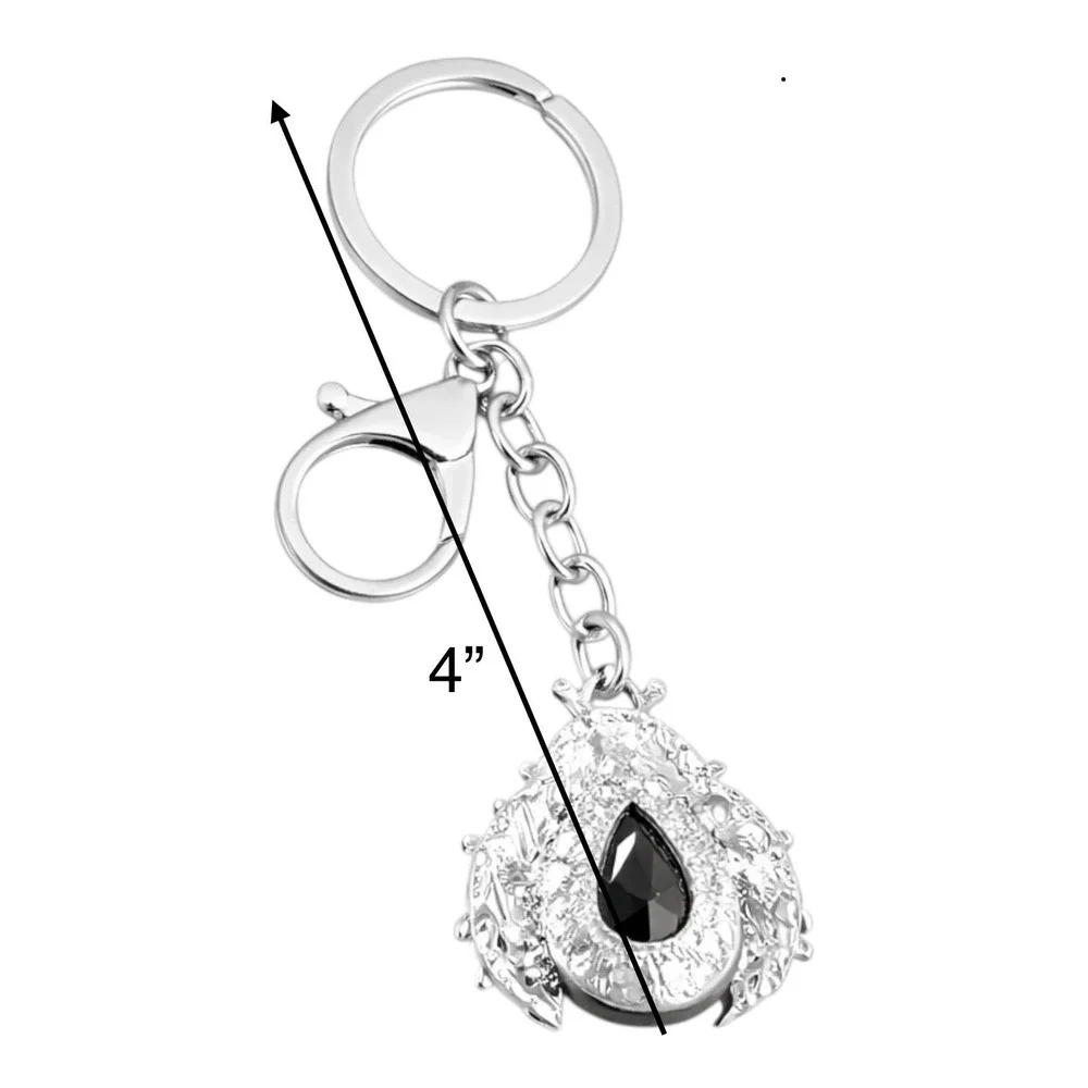 Ladybug Key Chain Red Black Silver Rhinestone Charm Bling 4